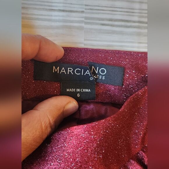 Marciano By Guess Pleated Shimmering Burgundy Skirt Size 6 - Picture 12 of 14